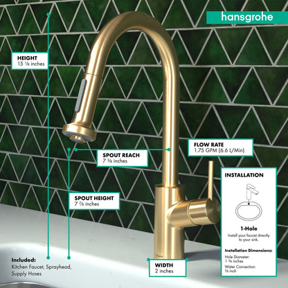hansgrohe Talis S² Prep Kitchen Faucet, 2-Spray Pull-Down, 1.75 GPM