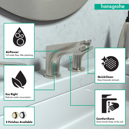 hansgrohe Focus Widespread Faucet 100 with Pop-Up Drain, 1.2 GPM