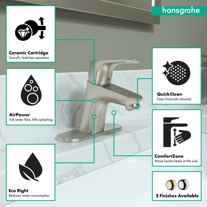 hansgrohe Focus Single-Hole Faucet 70 with Pop-Up Drain, 1.2 GPM