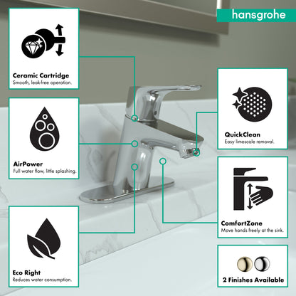 hansgrohe Focus Single-Hole Faucet 70 with Pop-Up Drain, 1.2 GPM