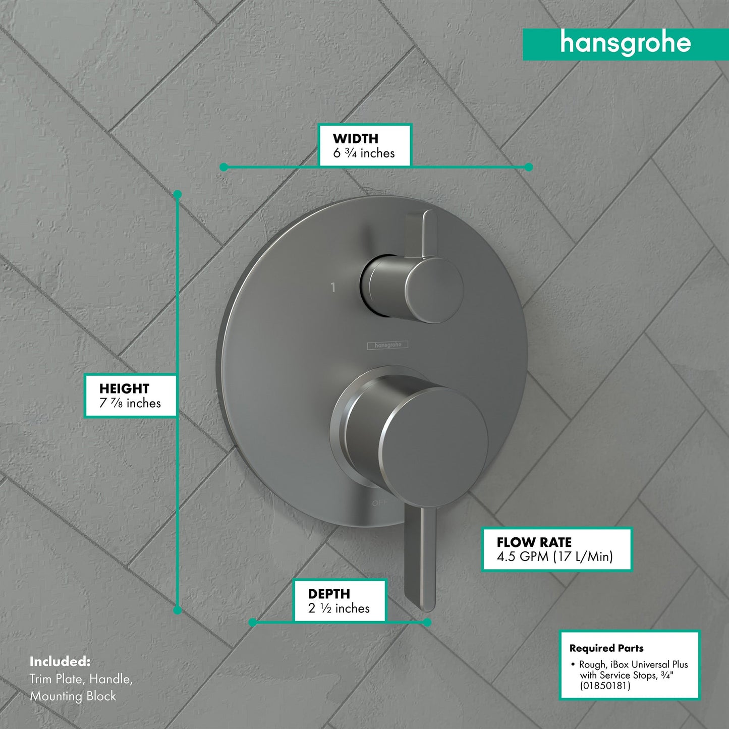hansgrohe Ecostat Pressure Balance Trim S with Diverter