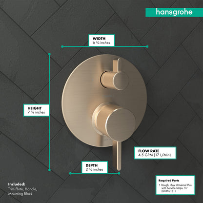 hansgrohe Ecostat Pressure Balance Trim S with Diverter