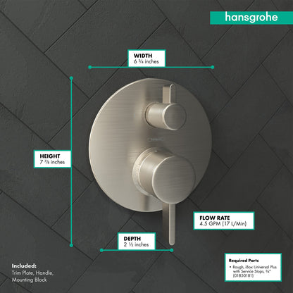 hansgrohe Ecostat Pressure Balance Trim S with Diverter