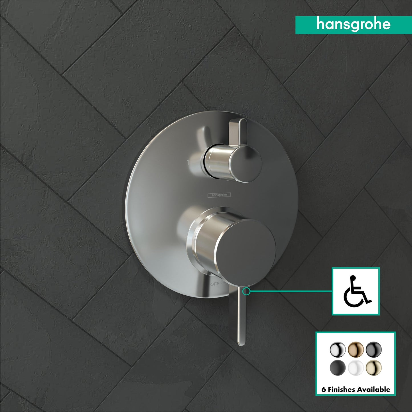 hansgrohe Ecostat Pressure Balance Trim S with Diverter