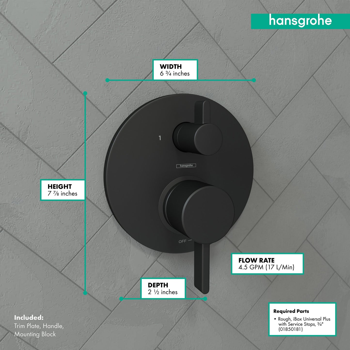 hansgrohe Ecostat Pressure Balance Trim S with Diverter