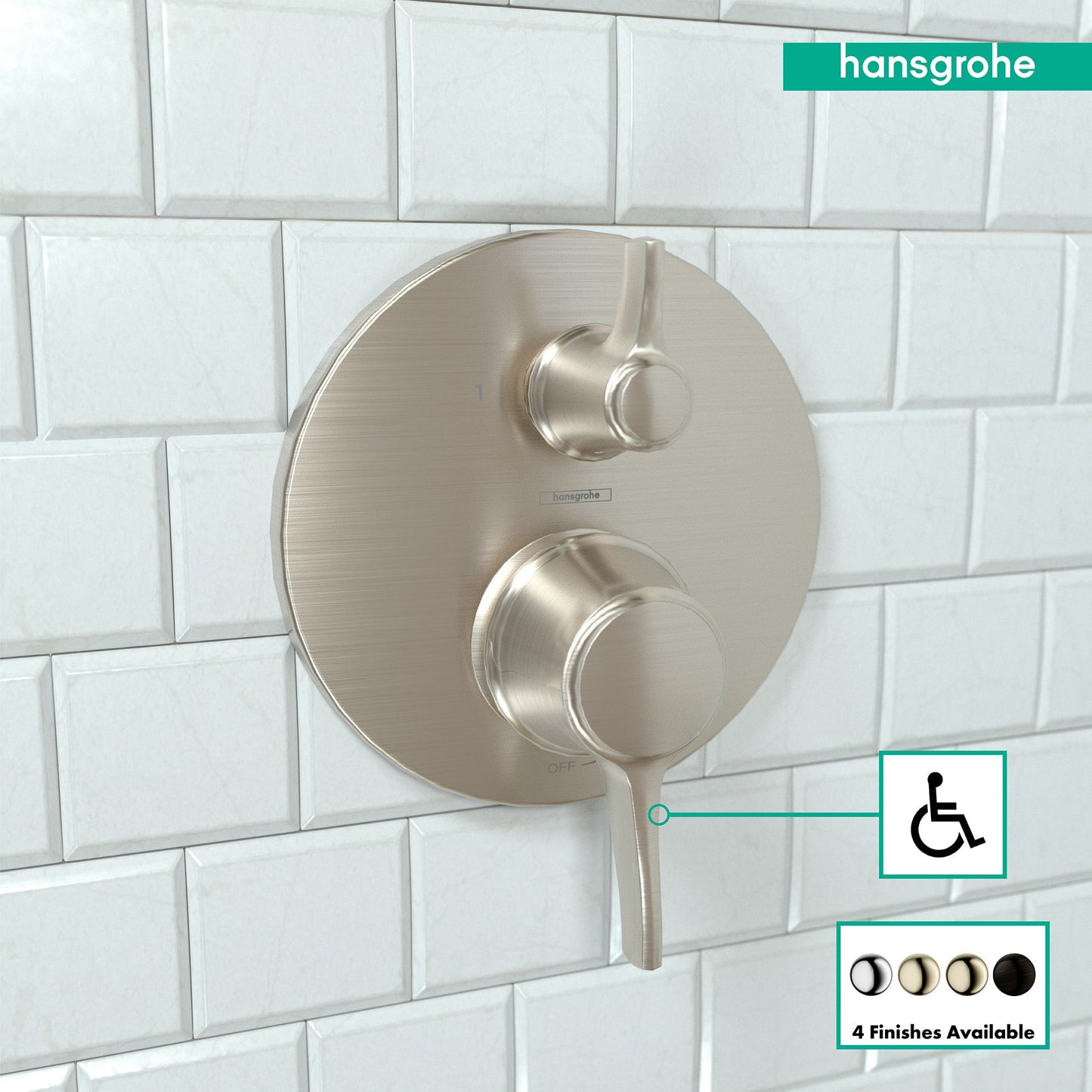 hansgrohe Ecostat Classic Pressure Balance Trim with Diverter, Round