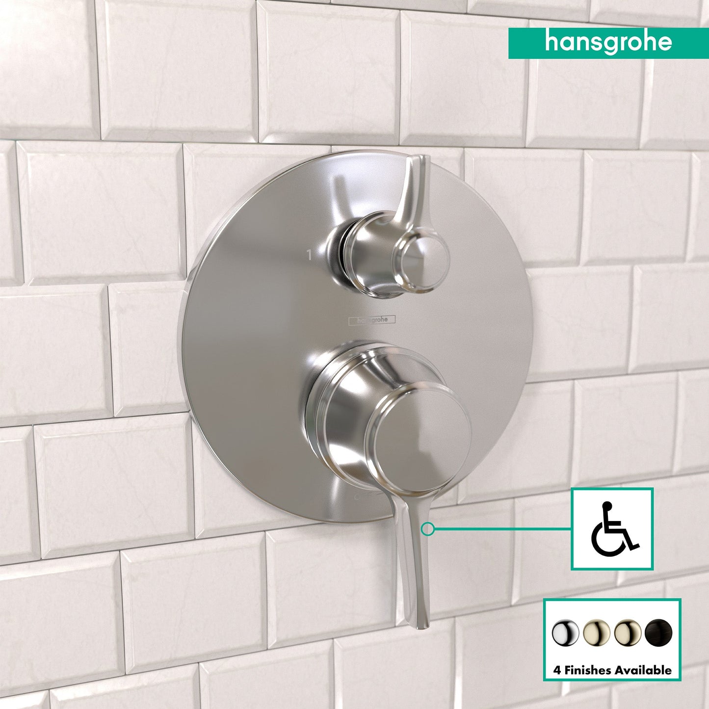 hansgrohe Ecostat Classic Pressure Balance Trim with Diverter, Round