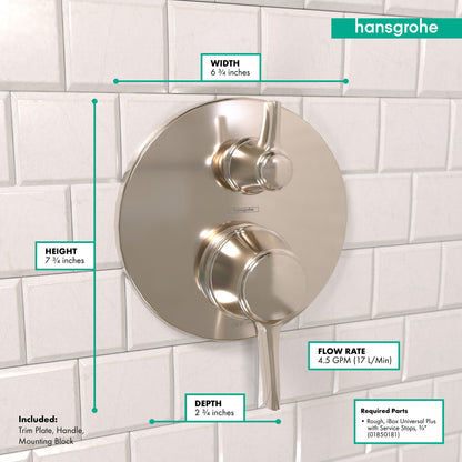 hansgrohe Ecostat Classic Pressure Balance Trim with Diverter, Round
