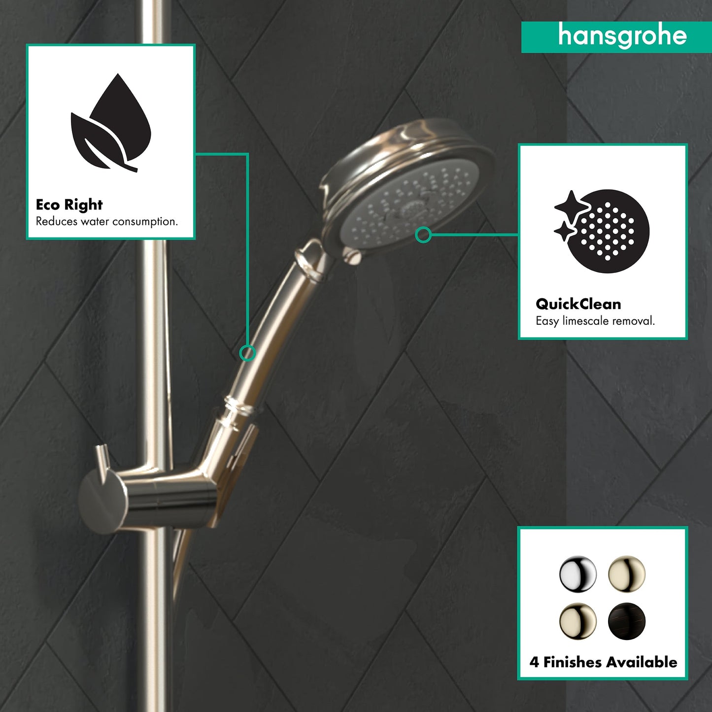 hansgrohe Croma 100 Classic Handshower 3-Jet, 1.8 GPM