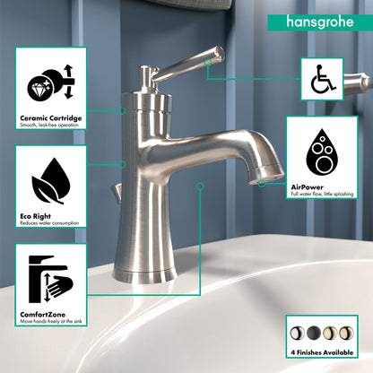 hansgrohe Joleena Single-Hole Faucet 100 with Pop-Up Drain, 1.2 GPM