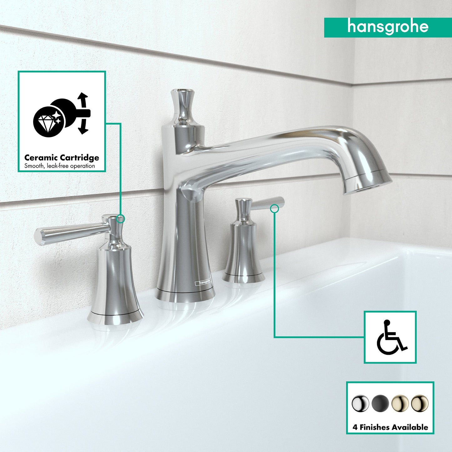 hansgrohe Joleena 3-Hole Roman Tub Set Trim