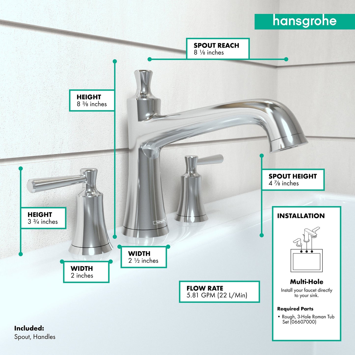 hansgrohe Joleena 3-Hole Roman Tub Set Trim