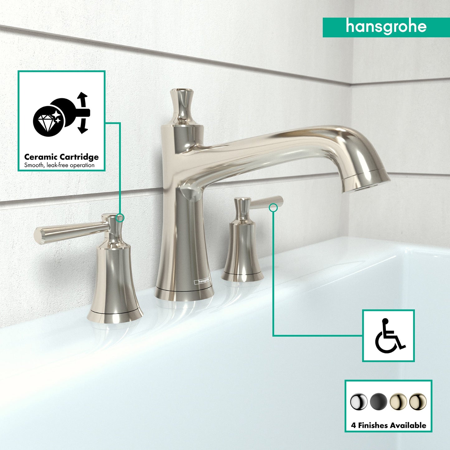 hansgrohe Joleena 3-Hole Roman Tub Set Trim