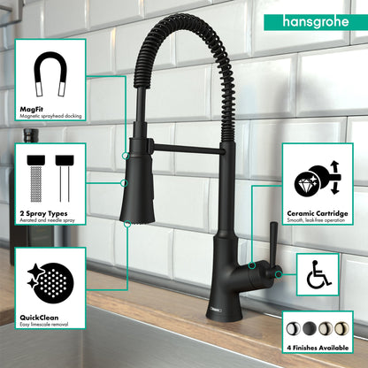 hansgrohe Joleena Semi-Pro Kitchen Faucet, 2-Spray, 1.75 GPM