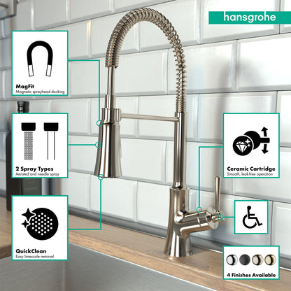 hansgrohe Joleena Semi-Pro Kitchen Faucet, 2-Spray, 1.75 GPM