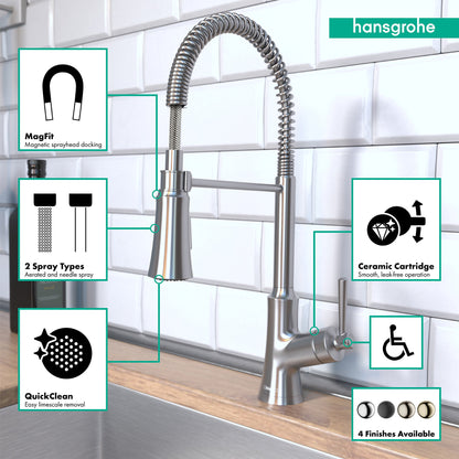 hansgrohe Joleena Semi-Pro Kitchen Faucet, 2-Spray, 1.75 GPM