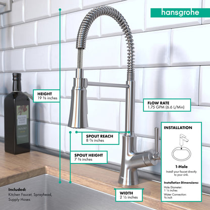 hansgrohe Joleena Semi-Pro Kitchen Faucet, 2-Spray, 1.75 GPM