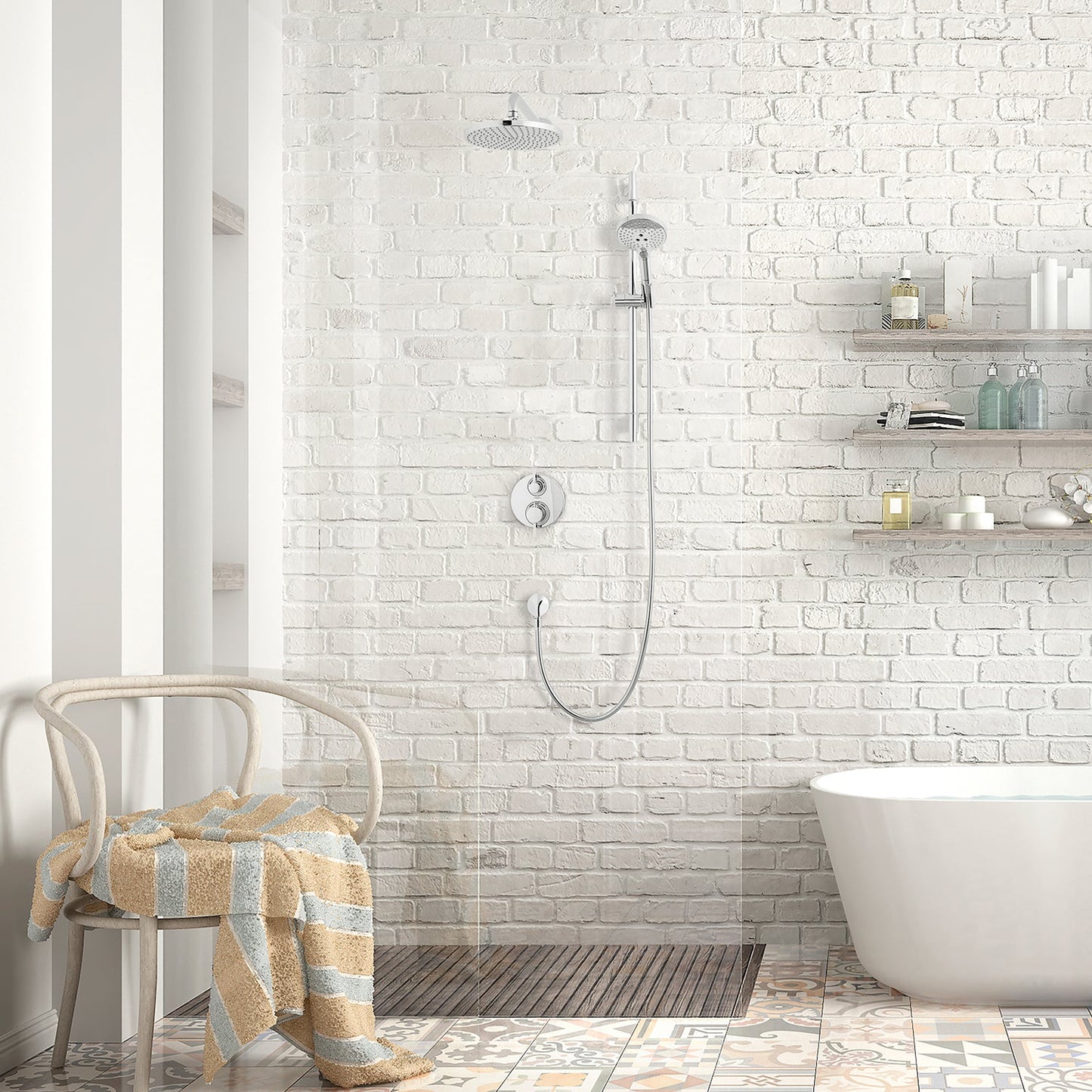 hansgrohe Raindance S Thermostatic Showerhead/Wallbar Set with Rough, 2.5 GPM