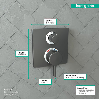 hansgrohe Ecostat Square Thermostatic Trim with Volume Control