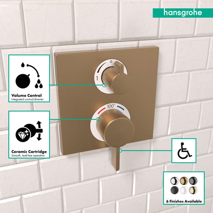 hansgrohe Ecostat Square Thermostatic Trim with Volume Control