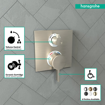 hansgrohe Ecostat Square Thermostatic Trim with Volume Control