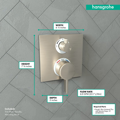 hansgrohe Ecostat Square Thermostatic Trim with Volume Control