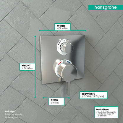 hansgrohe Ecostat Square Thermostatic Trim with Volume Control