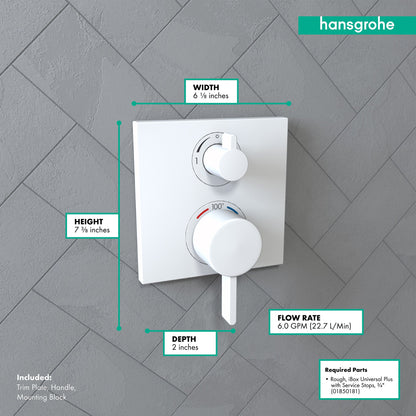 hansgrohe Ecostat Square Thermostatic Trim with Volume Control