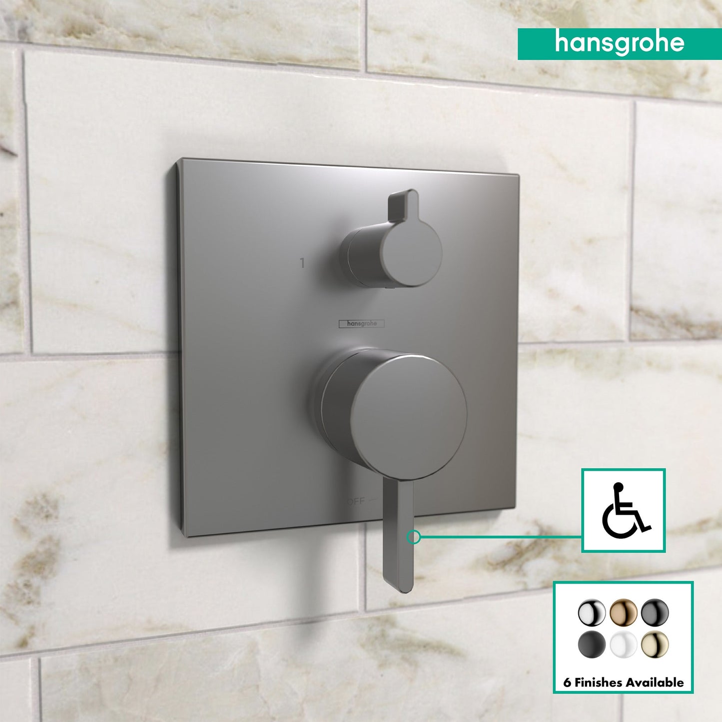 hansgrohe Ecostat Pressure Balance Trim Square with Diverter