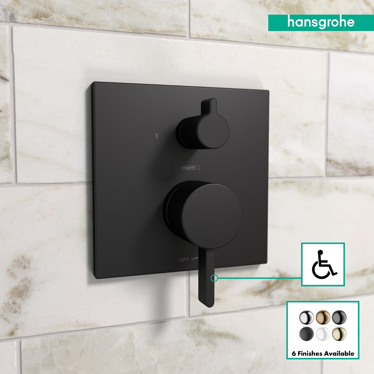 hansgrohe Ecostat Pressure Balance Trim Square with Diverter