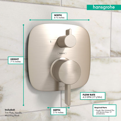 hansgrohe Ecostat Pressure Balance Trim Square with Diverter
