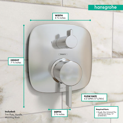 hansgrohe Ecostat Pressure Balance Trim Square with Diverter