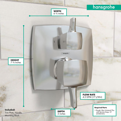 hansgrohe Ecostat Classic Pressure Balance Trim Classic Square with Diverter