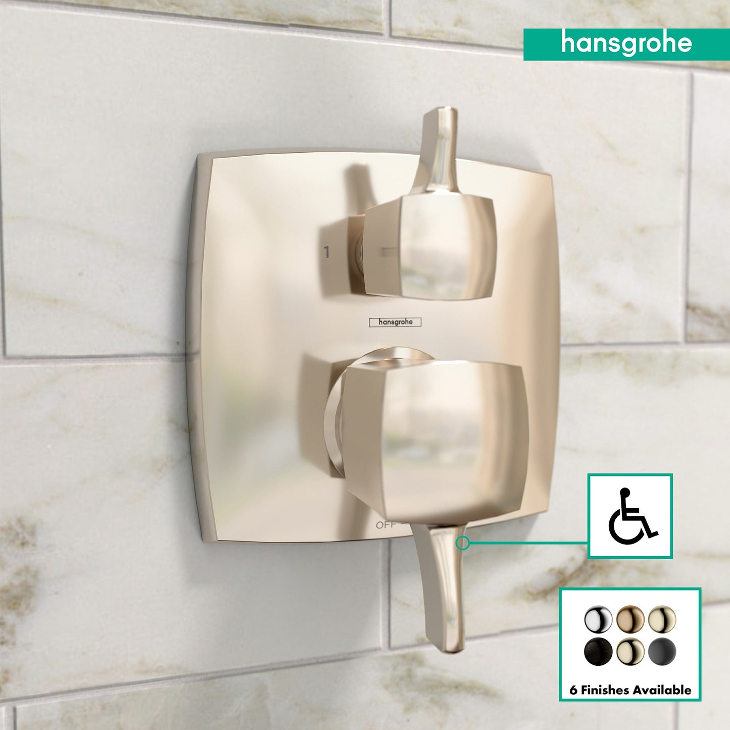 hansgrohe Ecostat Classic Pressure Balance Trim Classic Square with Diverter
