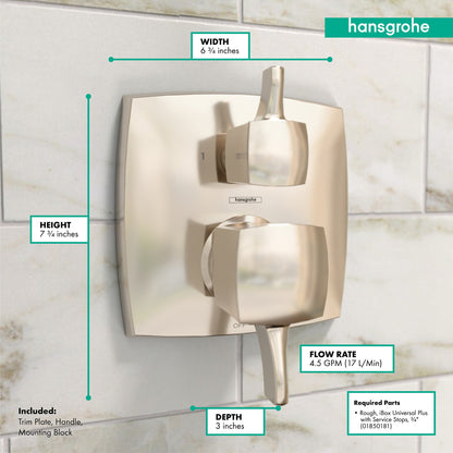 hansgrohe Ecostat Classic Pressure Balance Trim Classic Square with Diverter