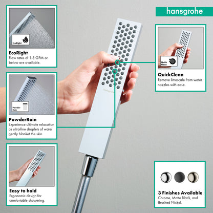hansgrohe Pulsify E Baton Handshower 100 1-Jet, 2.5 GPM