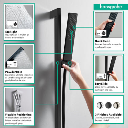 hansgrohe Pulsify E Wallbar Set 100 3-Jet 24", 1.75 GPM