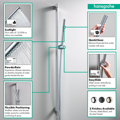 hansgrohe Pulsify S Wallbar Set 100 1-Jet 24", 2.5 GPM