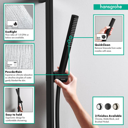 hansgrohe Pulsify S Wallbar Set 100 1-Jet 24", 2.5 GPM