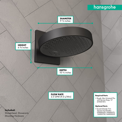 hansgrohe Rainfinity Showerhead 250 3-Jet with Wall Connector Trim, 2.5 GPM
