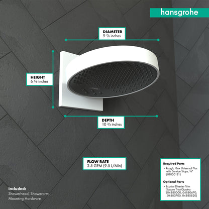 hansgrohe Rainfinity Showerhead 250 3-Jet with Wall Connector Trim, 2.5 GPM