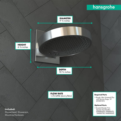 hansgrohe Rainfinity Showerhead 250 3-Jet with Wall Connector Trim, 1.75 GPM