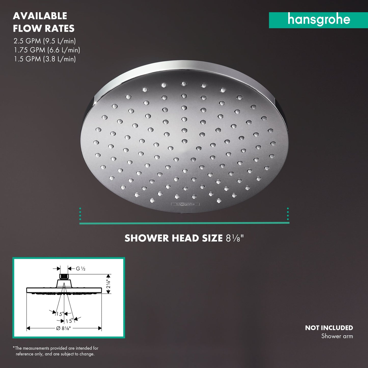 hansgrohe Vernis Blend Showerhead 200 1-Jet, 1.75 GPM
