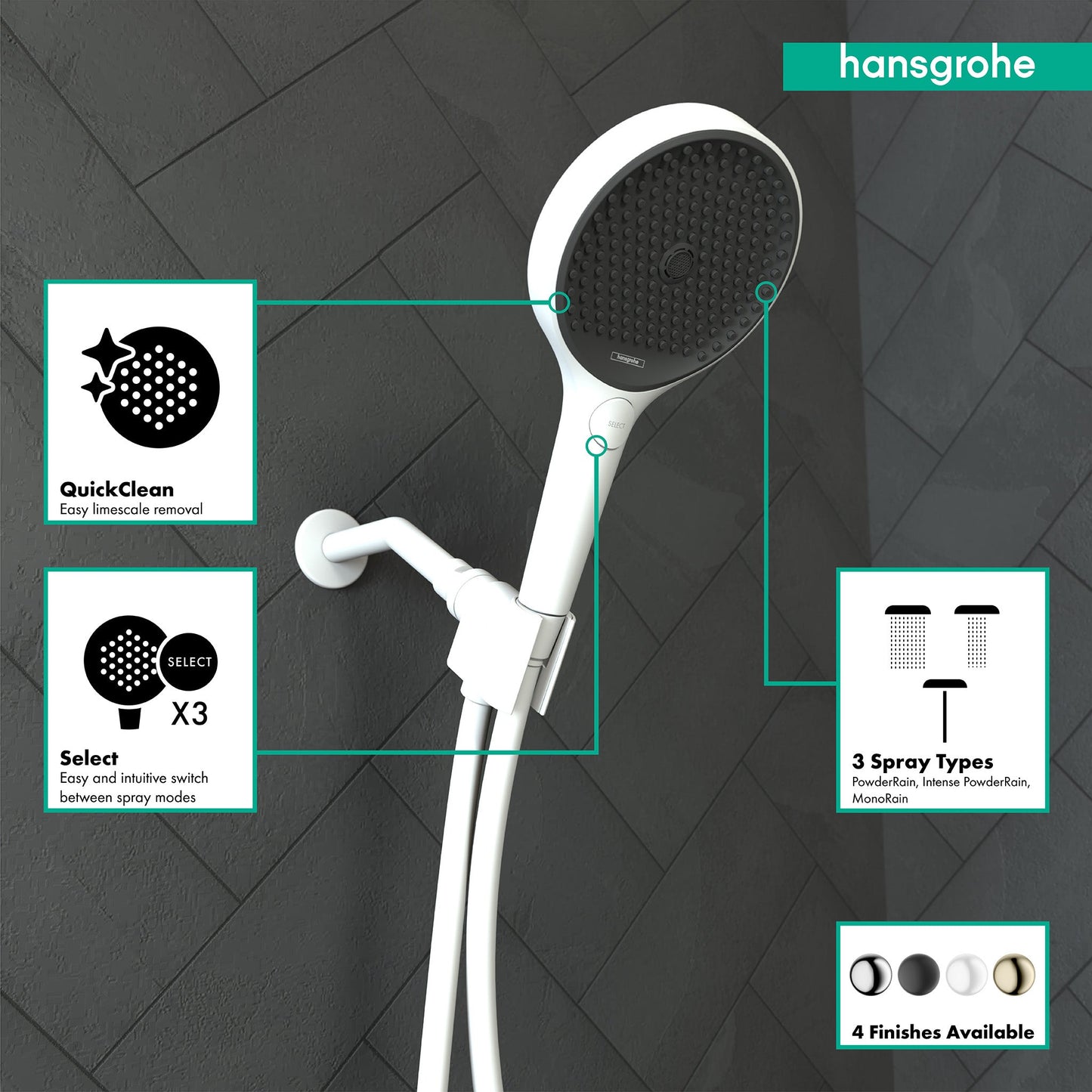 hansgrohe Rainfinity Handshower 130 3-Jet, 2.5 GPM