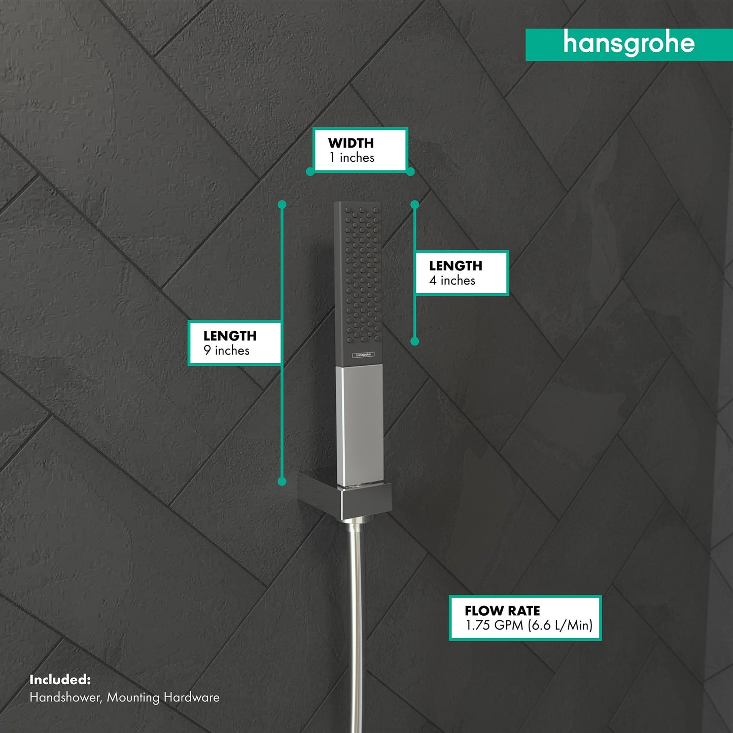 hansgrohe Rainfinity Baton Handshower 100 1-Jet, 1.75 GPM