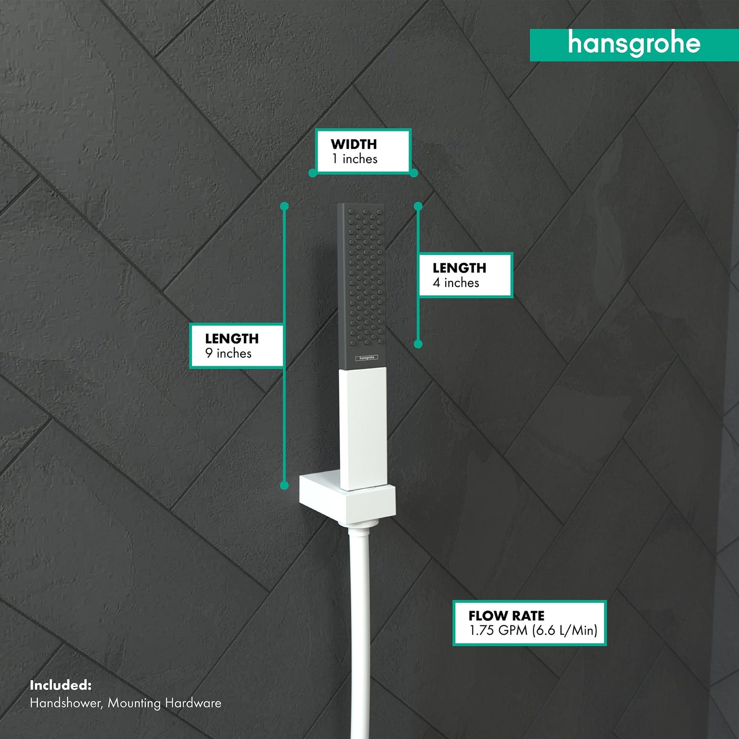 hansgrohe Rainfinity Baton Handshower 100 1-Jet, 1.75 GPM