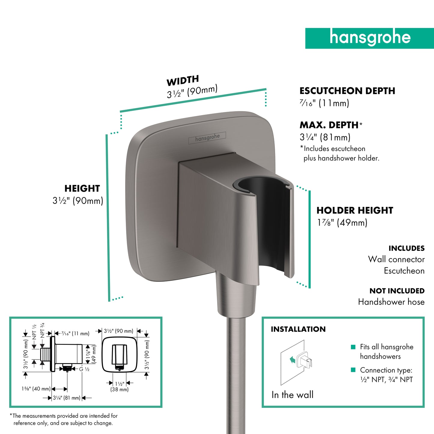 hansgrohe FixFit Q Wall Outlet with Handshower Holder