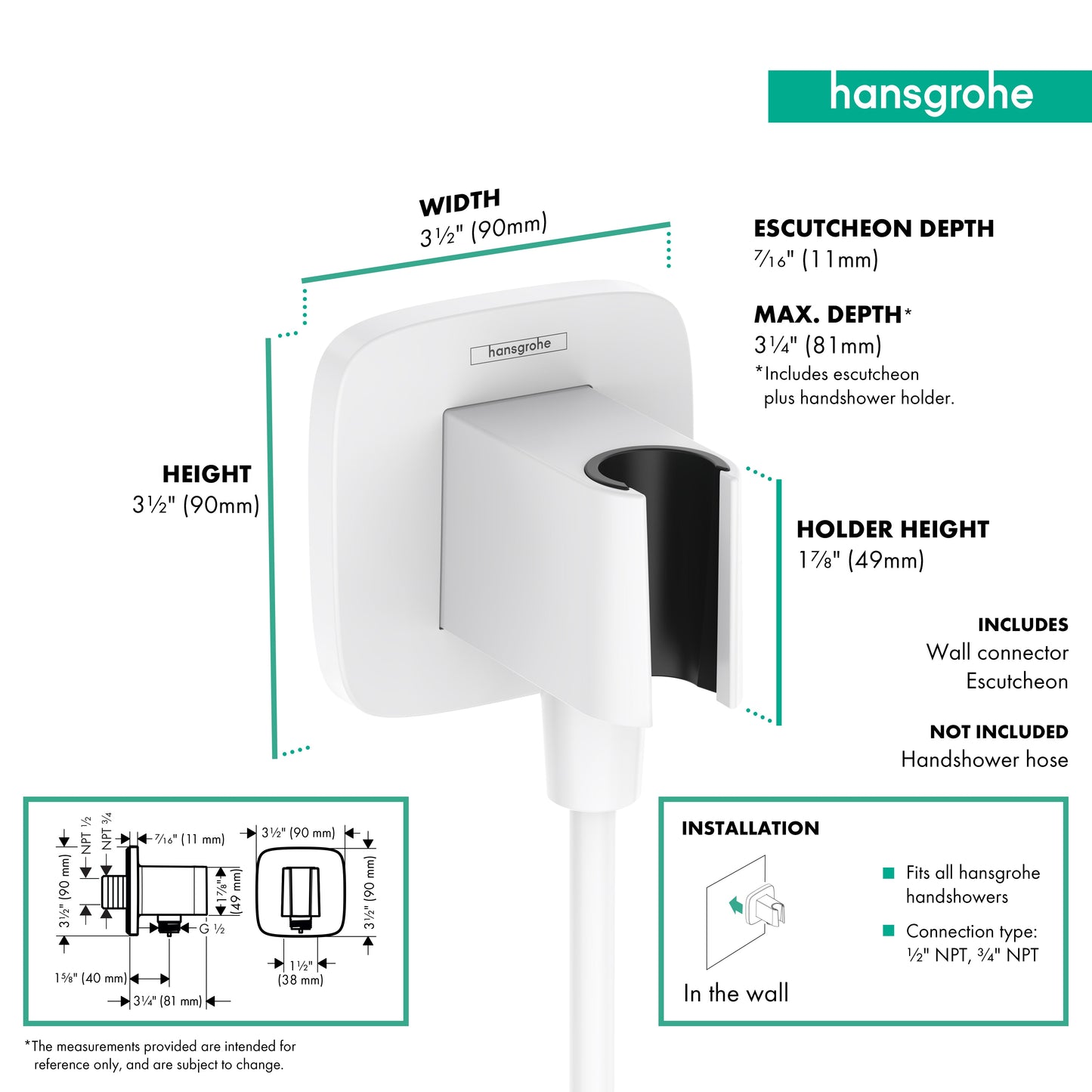 hansgrohe FixFit Q Wall Outlet with Handshower Holder