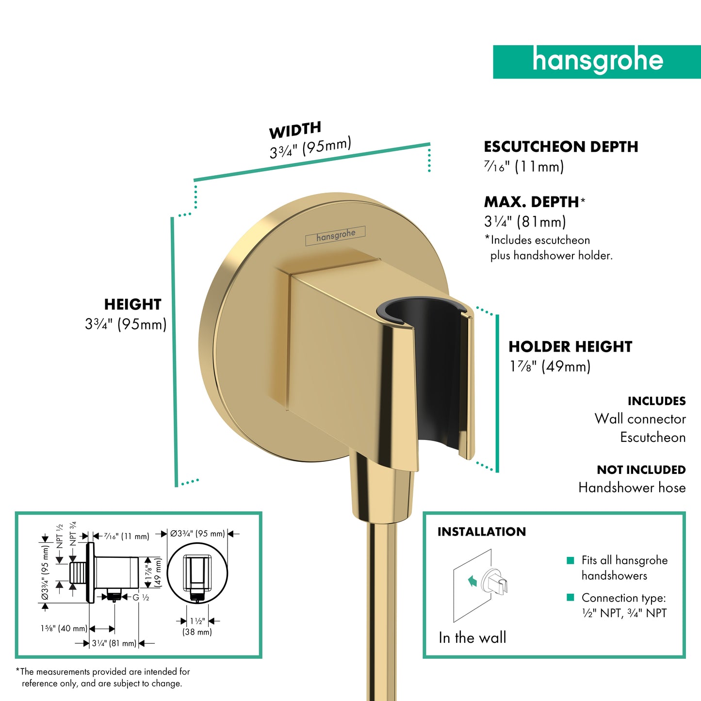 hansgrohe FixFit S Wall Outlet with Handshower Holder