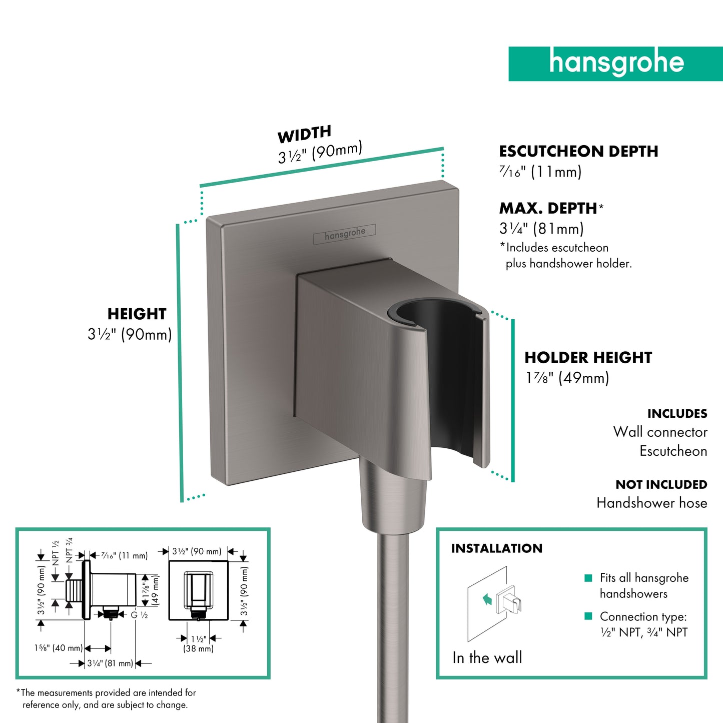 hansgrohe FixFit E Wall Outlet with Handshower Holder